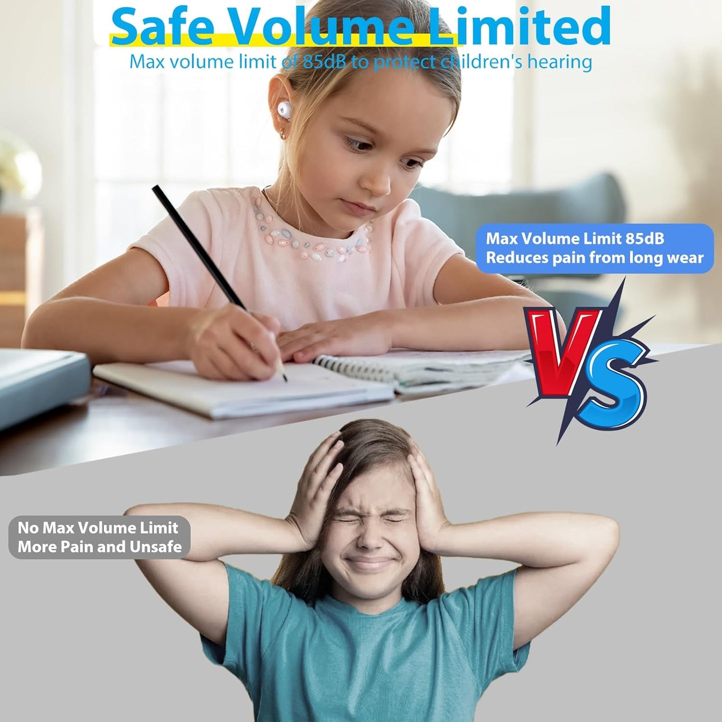 Kids Wireless Earbuds with 85dB Volume Limit, Bluetooth 5.3 & 30H Playtime (FOX)