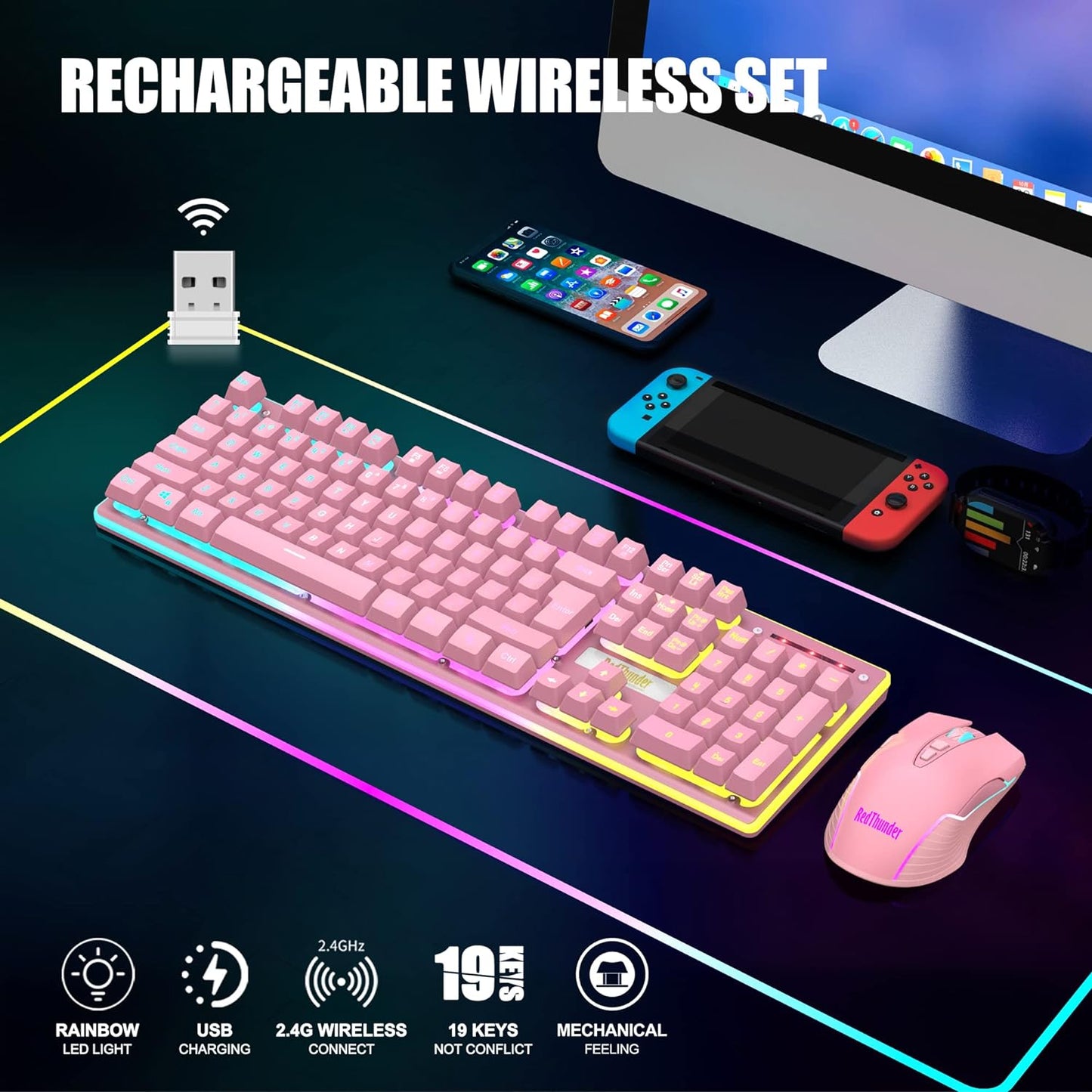 4 in 1 Gaming Keyboard, Mouse, Headset, and Mouse Pad Combo, Wired LED RGB Backlights, Bundle for PC Gamers, Xbox and PS4 Users.