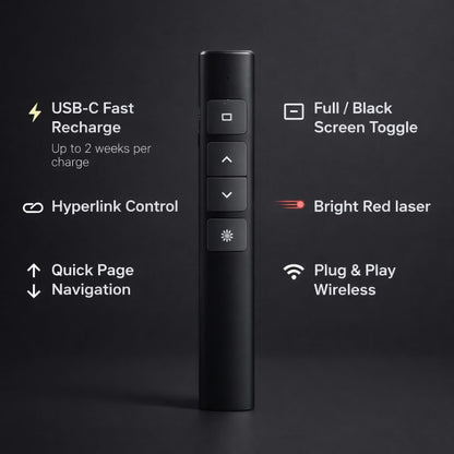 Wireless Rechargeable Presentation Clicker with Laser Pointer