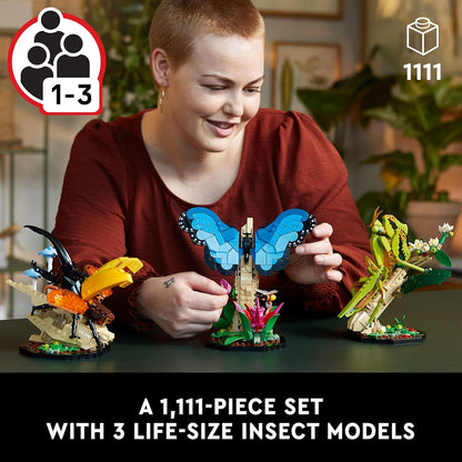 LEGO Ideas The Insect Collection, Fun Gift for Nature Lovers, with Life-Size Blue Morpho Butterfly, Hercules Beetle and Chinese Mantis Display Models, Bug Building Set and Nature Décor