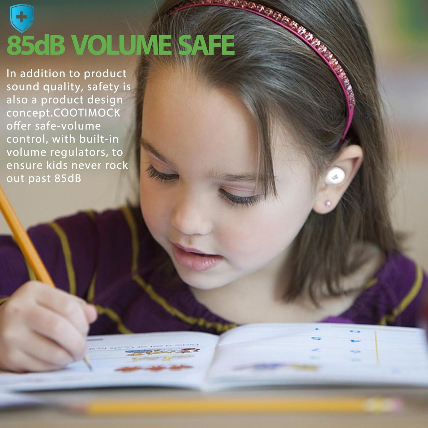 Kids Wireless Earbuds with 85dB Volume Limit, Bluetooth 5.3 & 30H Playtime (FROG)