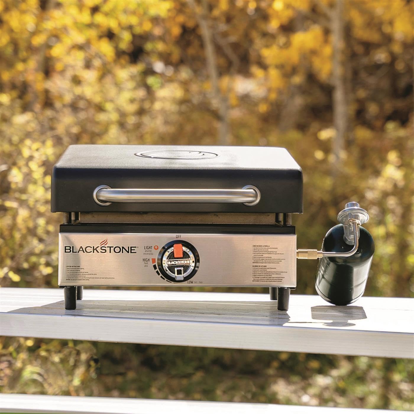 Blackstone 17" Portable Propane Gas Griddle, Stainless Steel Tabletop Flat Top Grill, 12,000 BTU Outdoor Camping BBQ Grill, Black