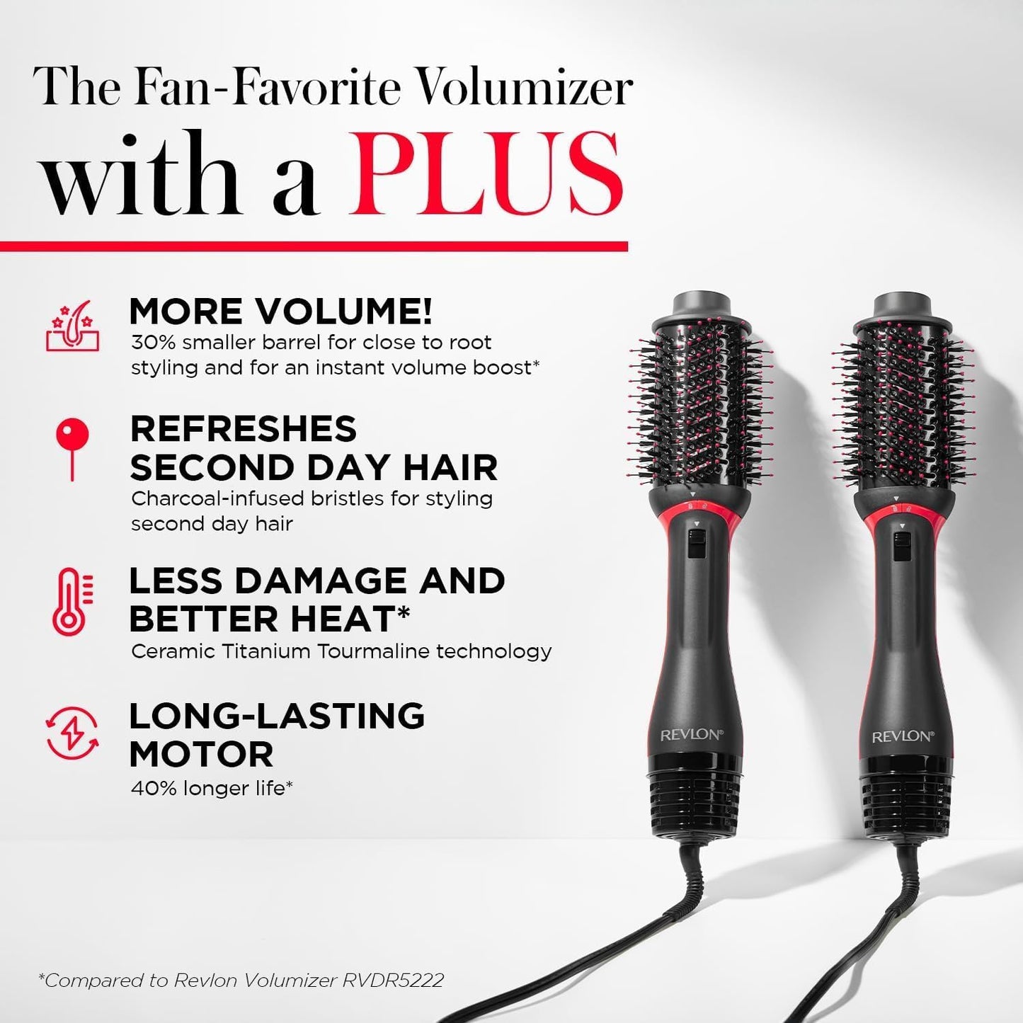 Revlon One-Step Volumizer PLUS Hot Air Brush with Tourmaline Ionic Technology – Black