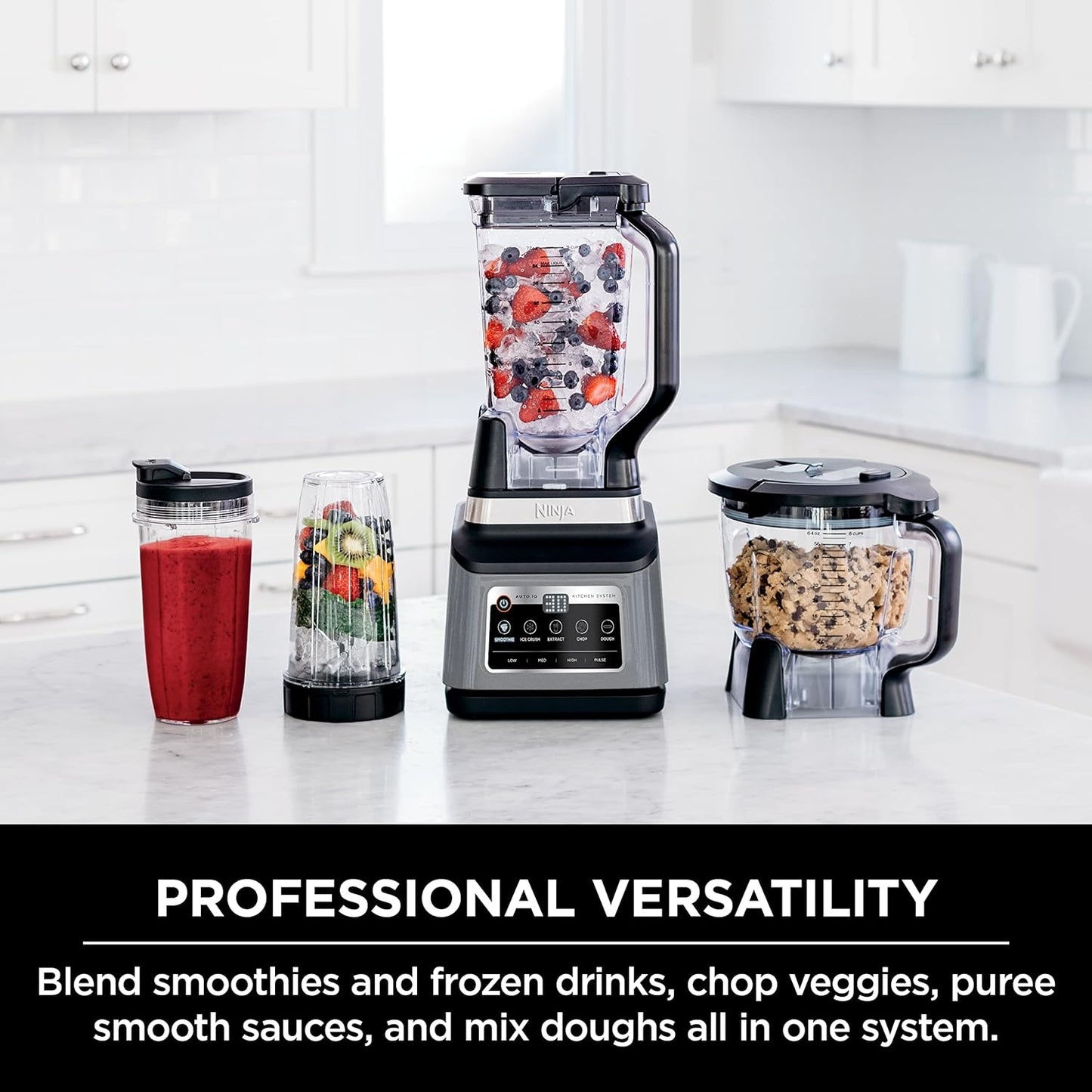Ninja BN801C, Professional Plus Kitchen System With Auto-iQ, 72oz Pitcher, Black/Silver, 1400W