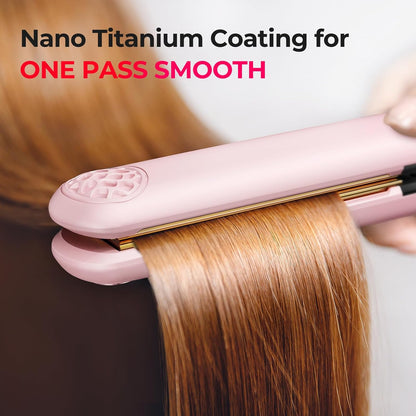 Flat Iron Hair Straightener and Curler 2 in 1 with 10s Fast Heating, 1 Inch Professional Titanium Straightening Curling Iron with 32 Adjustable Temp and Automatic Shut Off