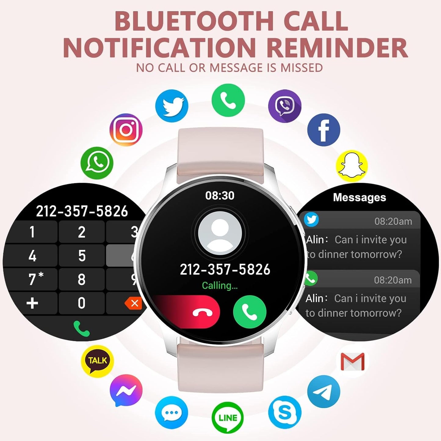 HER Luxury Smart Watch with Bluetooth Calling, 1.32" Custom Dial Fitness Tracker – Heart Rate, Sleep & Step Monitor, Waterproof, Android & iPhone Compatible