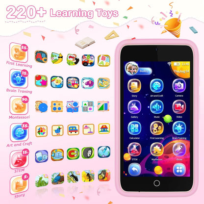 Kids Smart Toy Phone with Dual Camera, 3.97" Touchscreen, 210+ Learning Games, 190+ Drawing Activities, 8GB for Ages 3-12