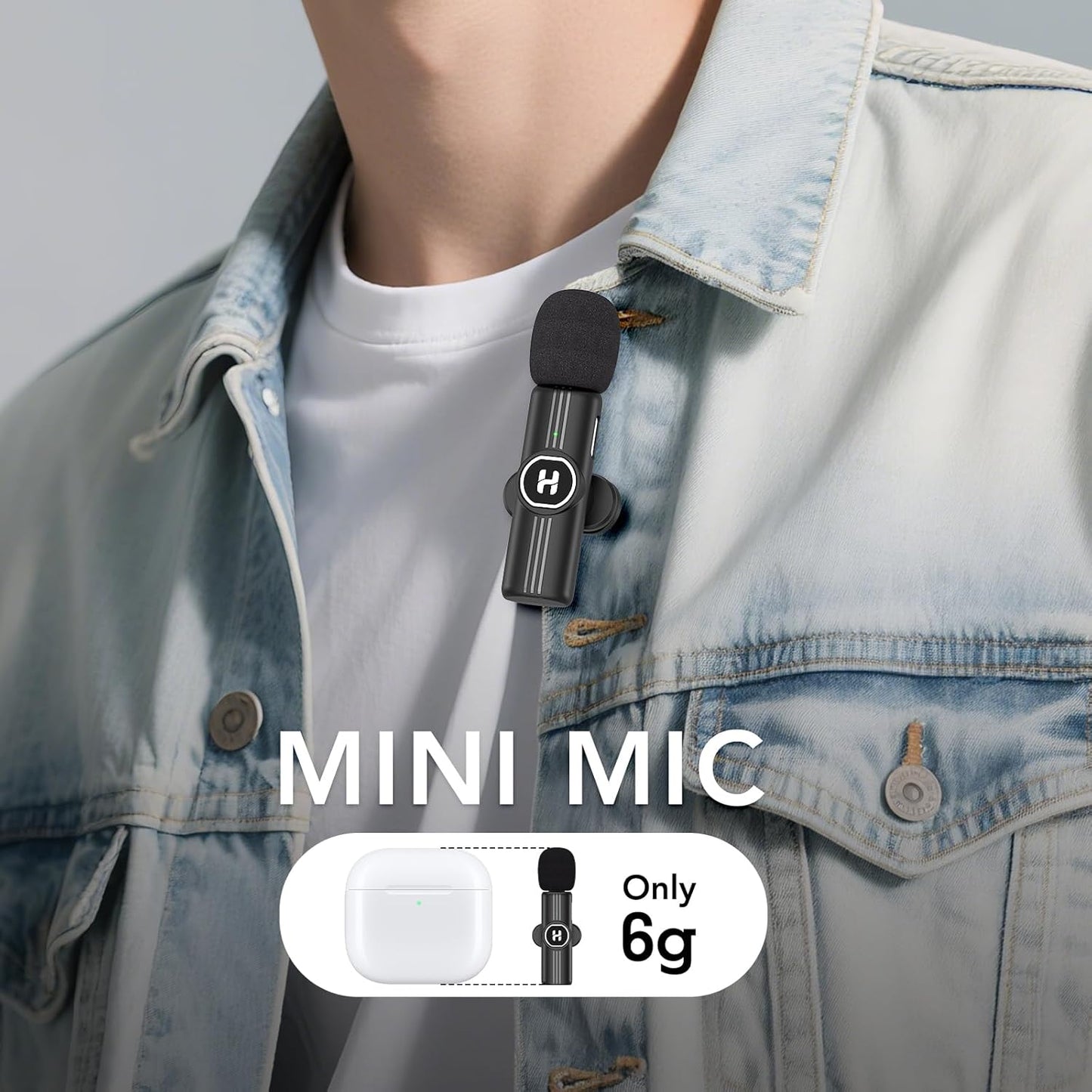 ULTRENDS Wireless Lavalier Microphone 2-Pack with AI Noise Cancelling for iPhone & Android