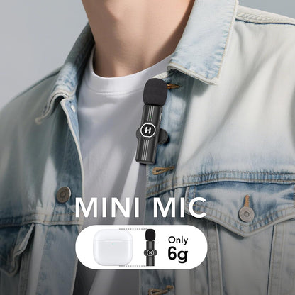 ULTRENDS Wireless Lavalier Microphone 2-Pack with AI Noise Cancelling for iPhone & Android