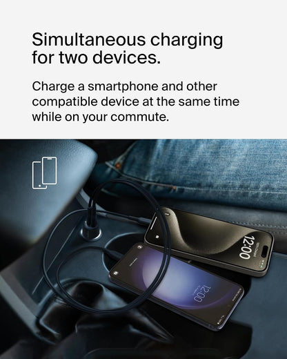 Belkin BoostCharge 42W Dual Car Charger – USB-C 30W PPS & USB-A Fast Charging