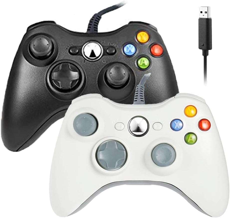 Reiso Xbox 360 Wired Controller 2-Pack – USB Gamepad for Xbox 360 & PC