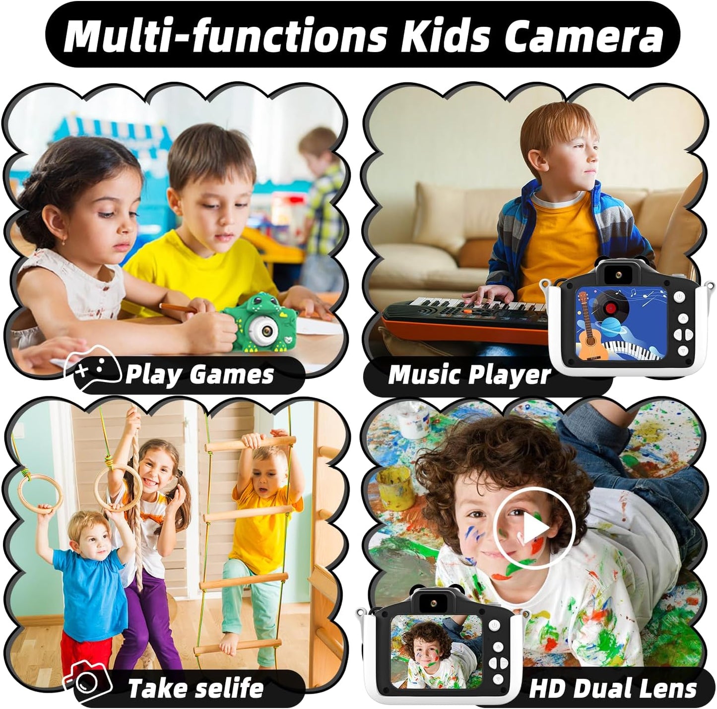 Kids Digital Camera with Selfie Video & 64GB Card – Gift for Girls & Boys Age 3–8