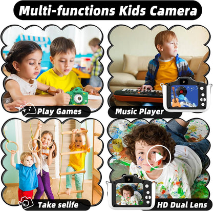 Kids Digital Camera with Selfie Video & 64GB Card – Gift for Girls & Boys Age 3–8