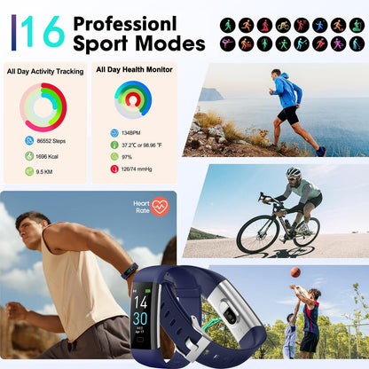 Fitness Tracker Watch with Heart Rate & Sleep Monitor, Step Counter, Calorie Tracker & Multi-Sport Modes for Android & iOS (BLUE)