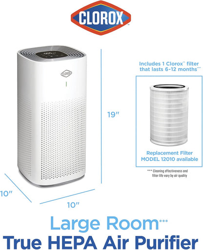 Clorox Large Room Air Purifier with True HEPA Filter, 1,500 Sq. Ft., Auto Mode & Air Quality Sensor