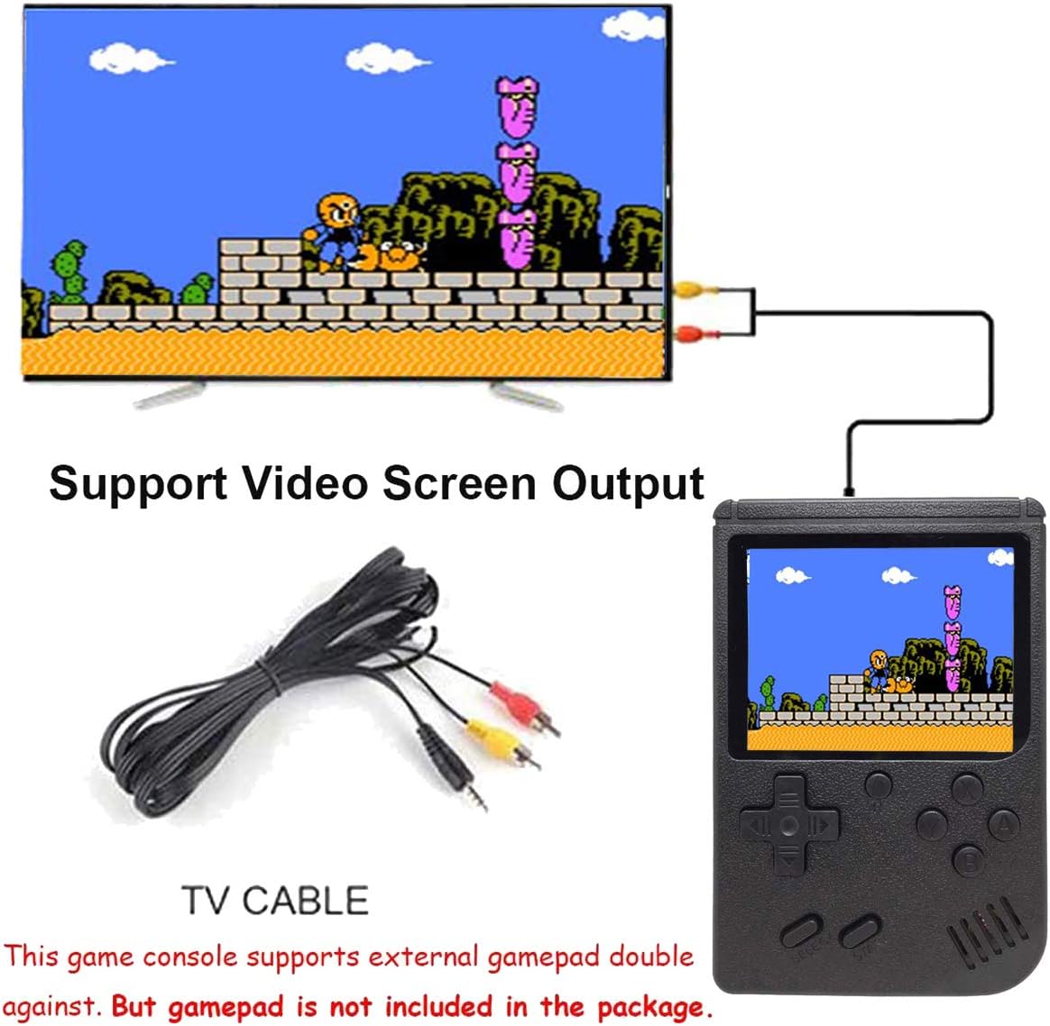 Retro Handheld Game Console - 400 Classic Games, 3.0-Inch Screen (Black)