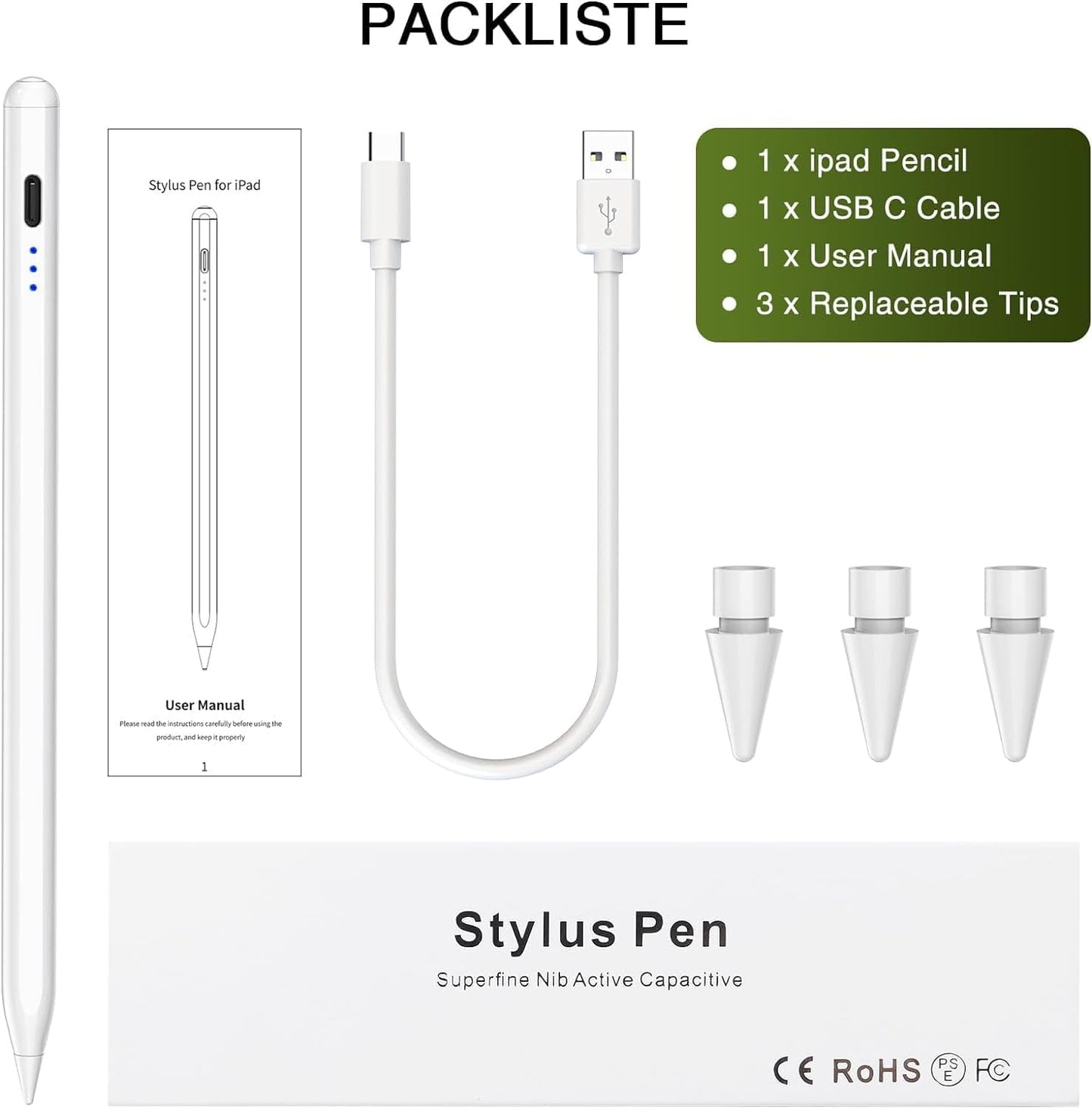 Stylus Pen for iPad 2018-2025, Fast Charging Magnetic Pencil (1st Generation) with Tilt Sensitivity & Palm Rejection for iPad 6/7/8/9/10/11, Air 3/4/5/M2/M3, iPad mini 5/6/7, iPad