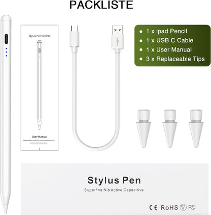 Stylus Pen for iPad 2018-2025, Fast Charging Magnetic Pencil (1st Generation) with Tilt Sensitivity & Palm Rejection for iPad 6/7/8/9/10/11, Air 3/4/5/M2/M3, iPad mini 5/6/7, iPad
