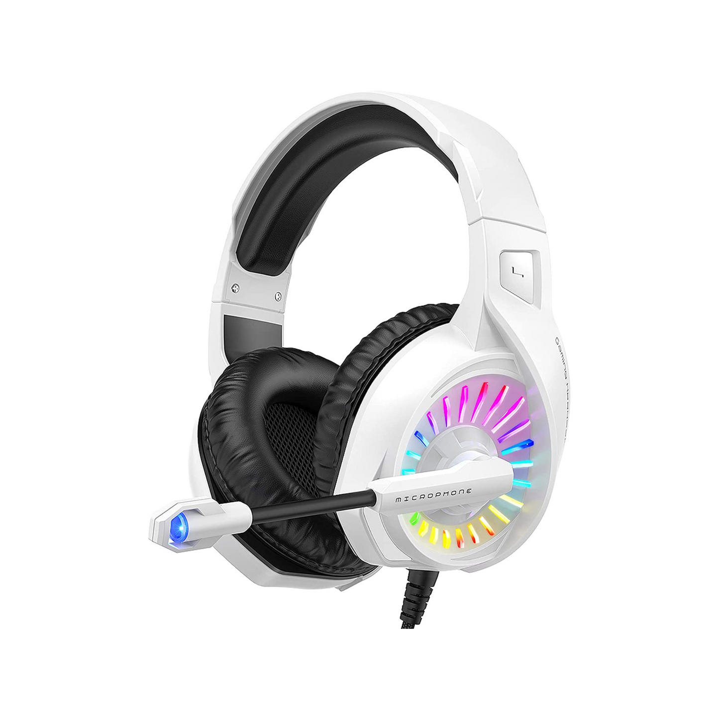 Gaming Headset with Microphone, Wired Headset with RGB Light. (White)