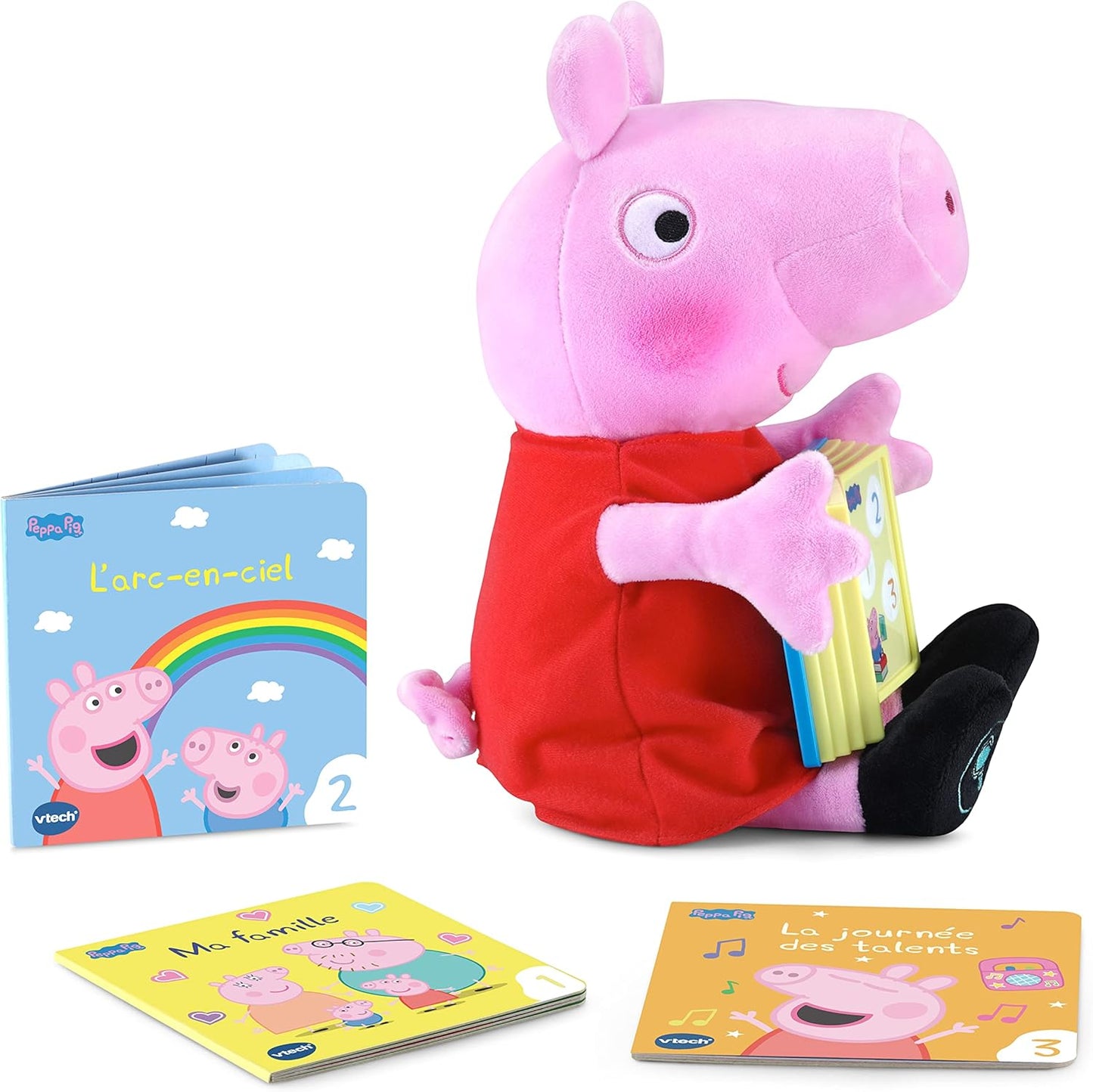 VTech Peppa Pig Read with Me Peppa Interactive Storybook Plush Toy (French Version)