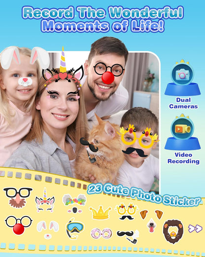 Kids Smart Phone Toy with Dual Cameras, Educational Games & MP3 Player – Blue Dinosaur