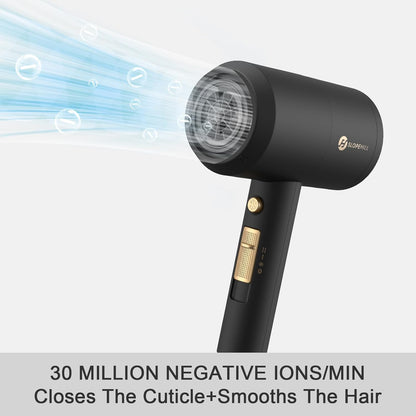 Professional 1800W Ionic Hair Dryer with Diffuser & Concentrators - Black & Gold