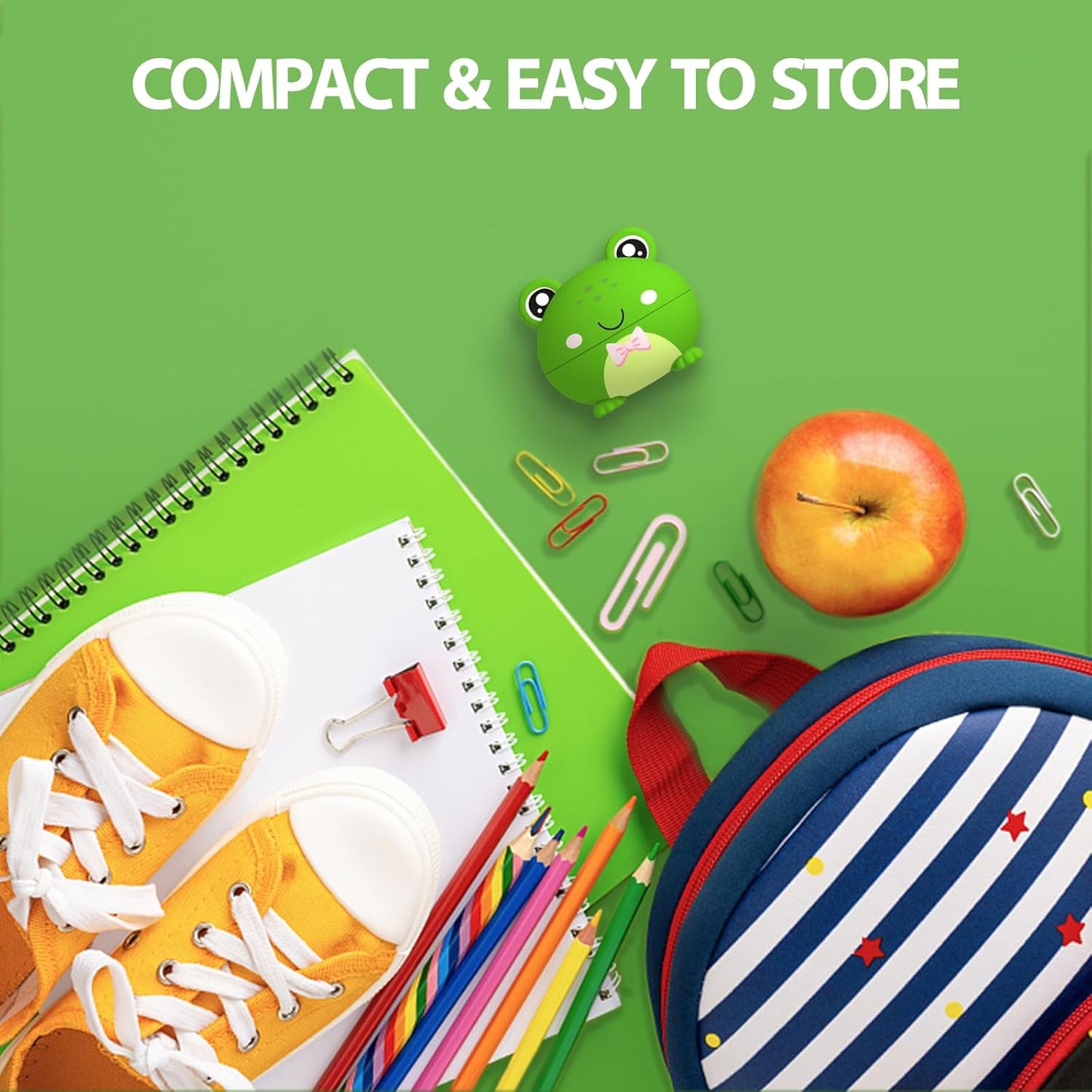 Kids Wireless Earbuds with 85dB Volume Limit, Bluetooth 5.3 & 30H Playtime (FROG)