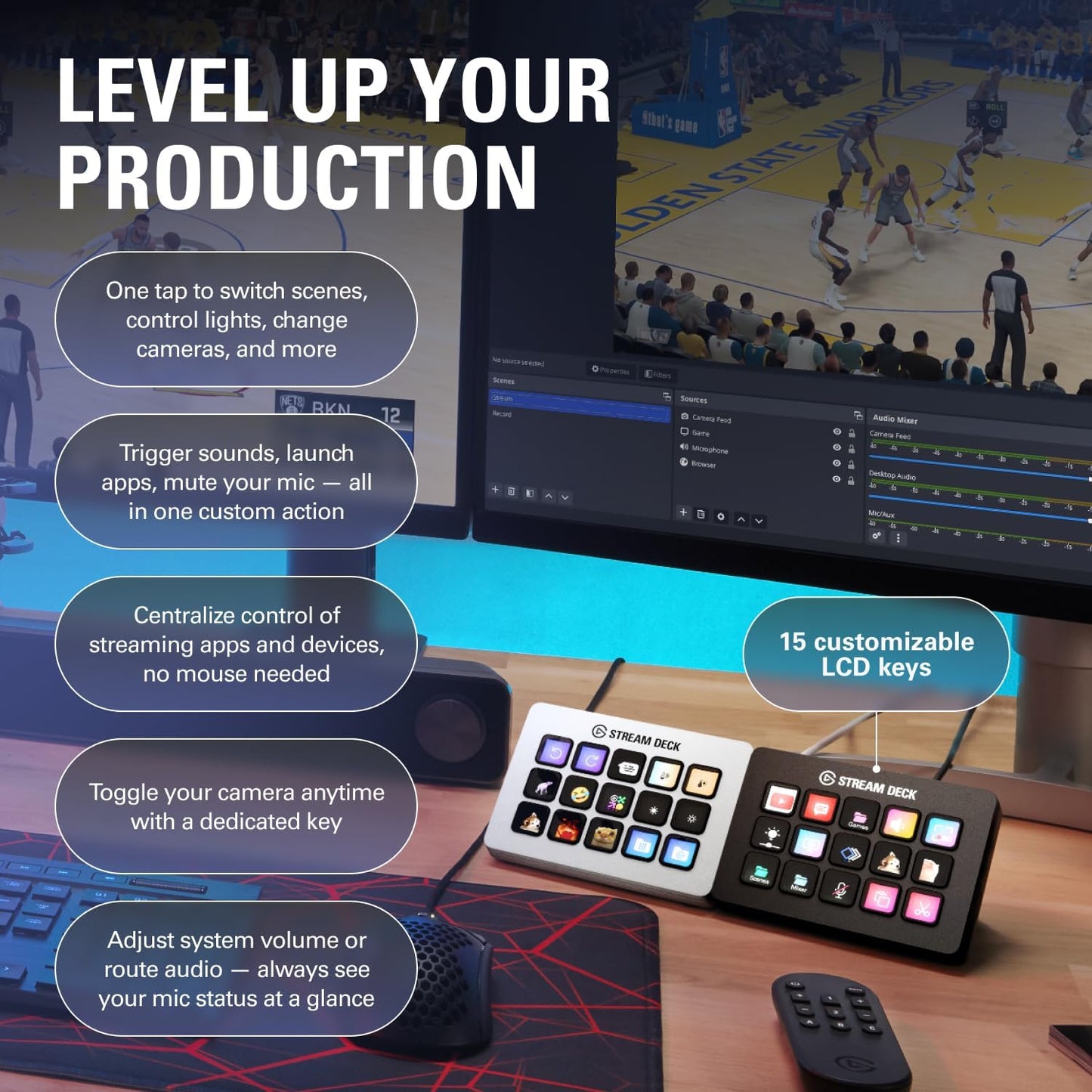 Stream Deck MK.2 White – 15-Key Macro Studio Controller for Streaming & Content Creation