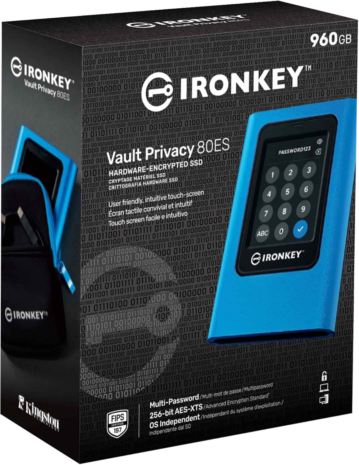 Kingston IronKey Vault Privacy 80 960GB Encrypted External SSD with Touchscreen