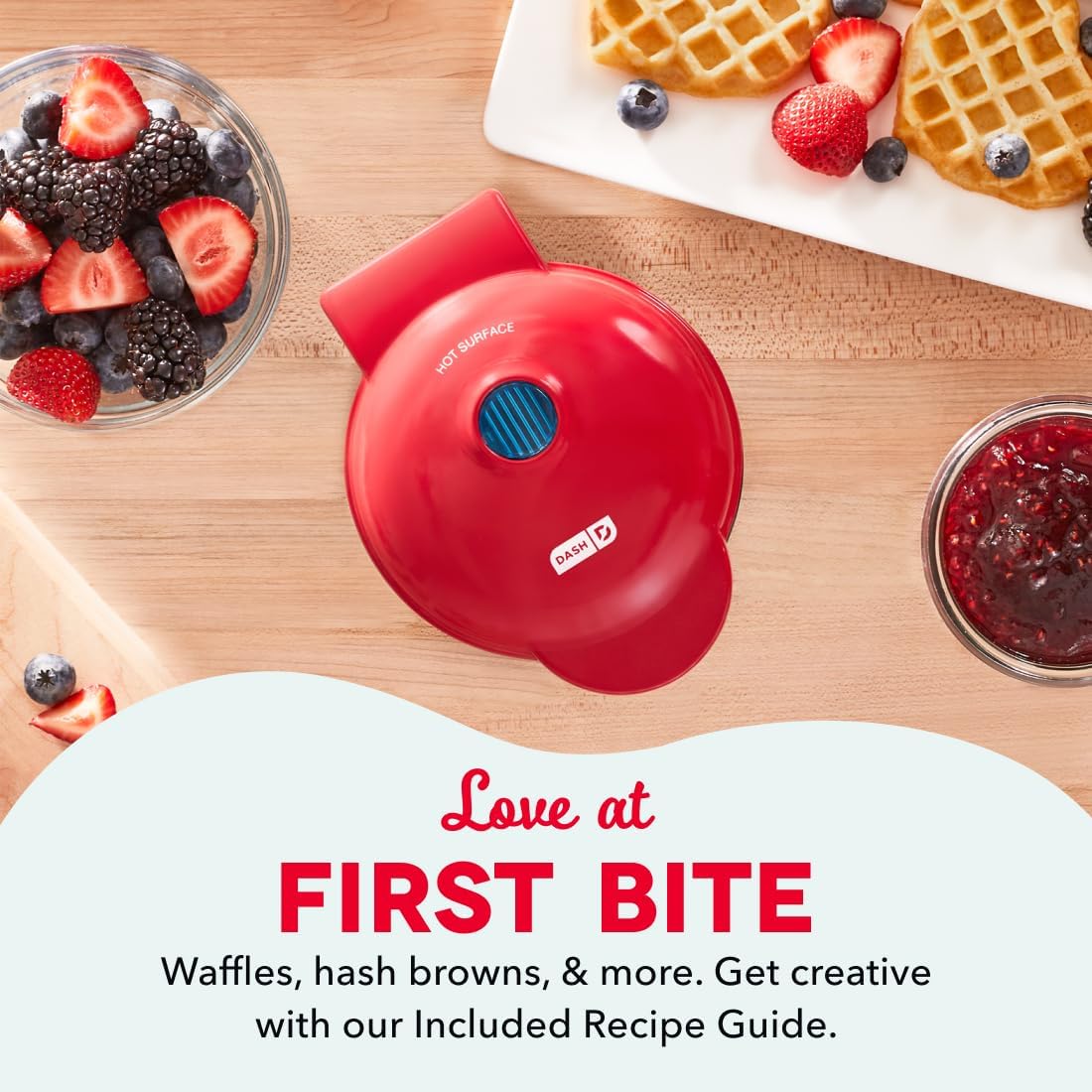 Dash Heart Mini Waffle Maker - Red