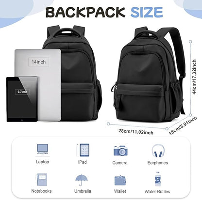 Urban-Nomad School Backpack – College & Travel Laptop Bag for Women, Men & Teens (Black)