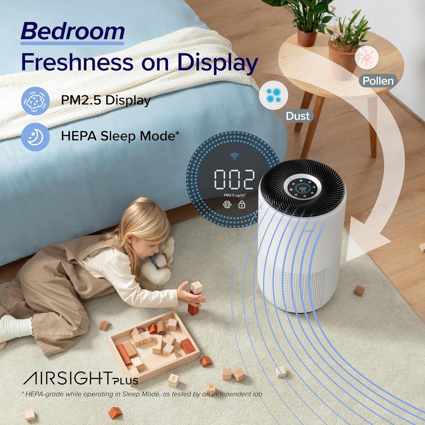 Levoit Air Purifiers for Large Room Home Up to 1733 Ft² with HEPA Sleep Mode, AHAM VERIFIDE, Smart WiFi, Auto Mode and Air Quality Monitor, removes Pet Allergies, Pollen, Smoke, Dust, Core 400S-P