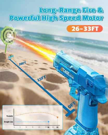 2-Pack Electric Water Guns with LED Lights & Rechargeable Batteries