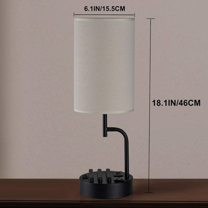 Bedside Table Lamp Set (2-Pack) with USB Ports & AC Outlet