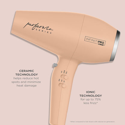 INFINITIPRO by Conair Performa Series Hair Dryer with Diffuser & Attachments – Blush Pink