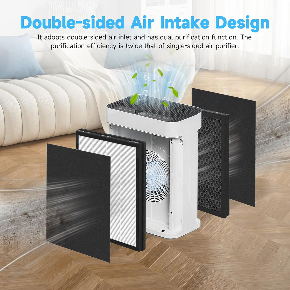 MK-AP01 Replacement Air Purifier Filter 2-Pack for TER Air, True HEPA, Activated Carbon, Washable Pre-Filter