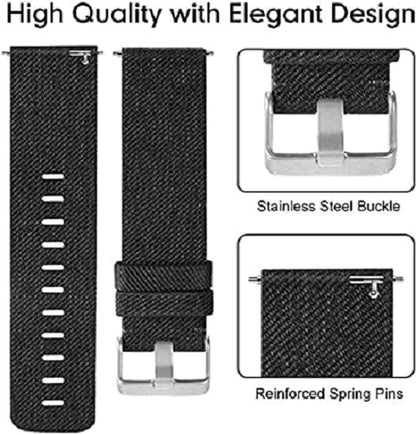 22mm Breathable Nylon Woven Fabric Smartwatch Band - Replacement Strap for Gleam Up Fitness Tracker, Men & Women