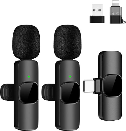ULTRENDS Wireless Lavalier Dual Microphone – Plug & Play for iPhone/iPad | Micro-Cravate Sans Fil Double avec Connecteur Lightning