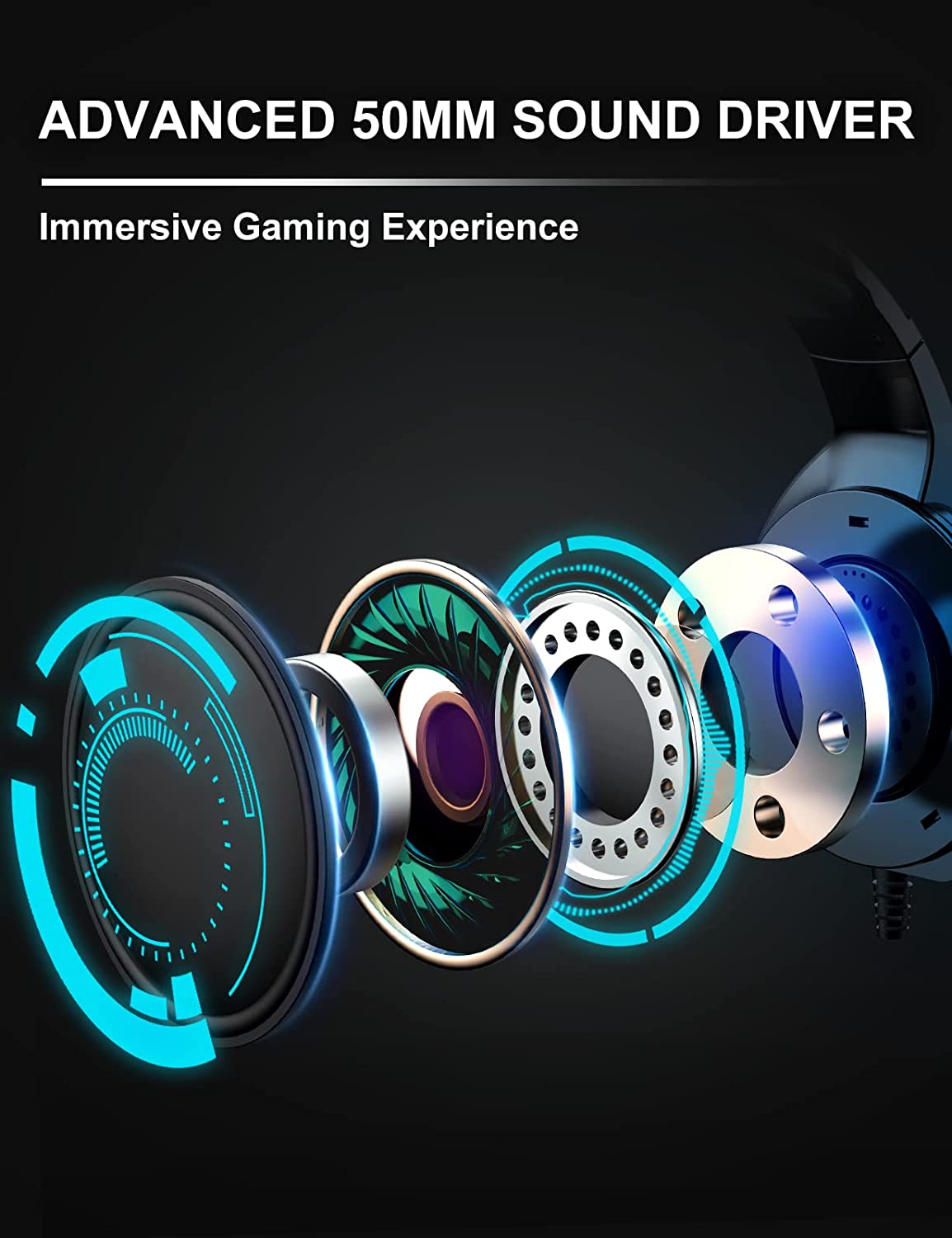 Gaming Headset with Microphone, Wired Headset with RGB Light. (Black)