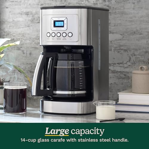 Cuisinart 14-Cup Programmable Coffee Maker with PerfecTemp Glass Carafe, 1-4 Cup Setting, Brew Strength Control and Brew Pause, Stainless Steel (DCC-3200C)