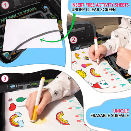Toddler & Kids Travel Tray for Car Seats and Airplanes - Essential Lap Desk for Road Trips and Activities