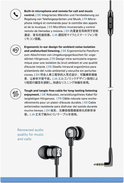 Sennheiser CX 300S In-Ear Headphones with Mic & Smart Remote – Black