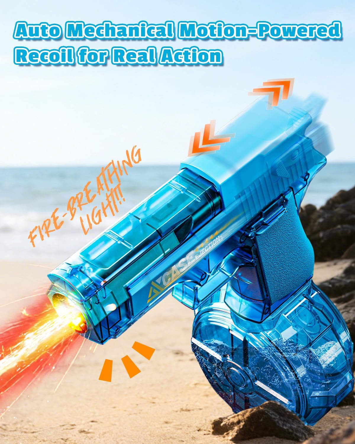 2-Pack Electric Water Guns with LED Lights & Rechargeable Batteries