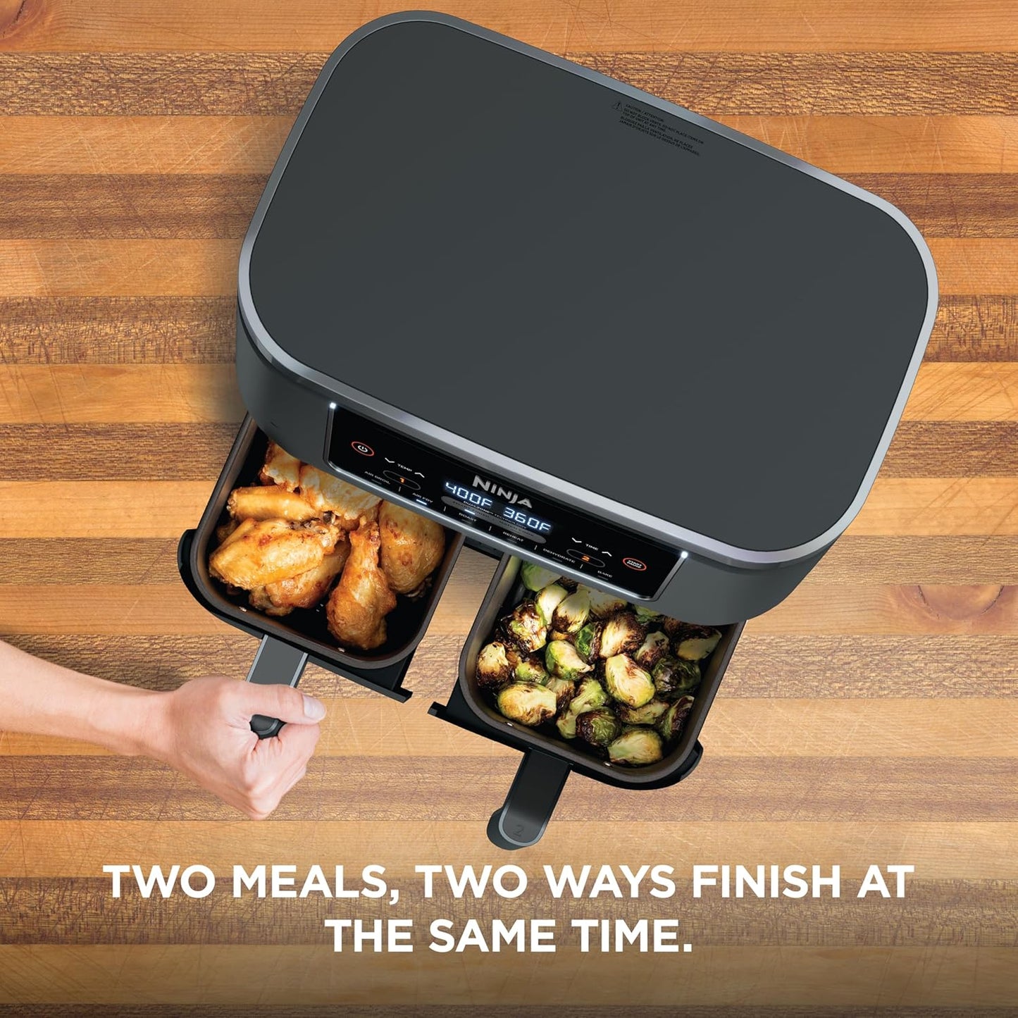 Ninja Foodi DZ201C 8-Qt Dual Basket Air Fryer, 6-in-1 Air Fry, Roast, Bake, Broil, Reheat & Dehydrate with DualZone Technology, Slate Grey