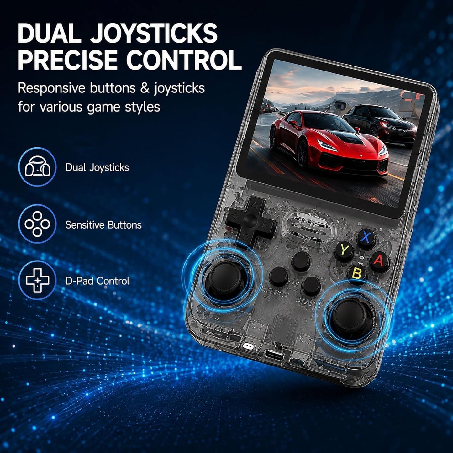R36S Retro Handheld Game Console with 3.5" IPS Screen, 15+ Emulators & 3500mAh Battery – Smoke Gray