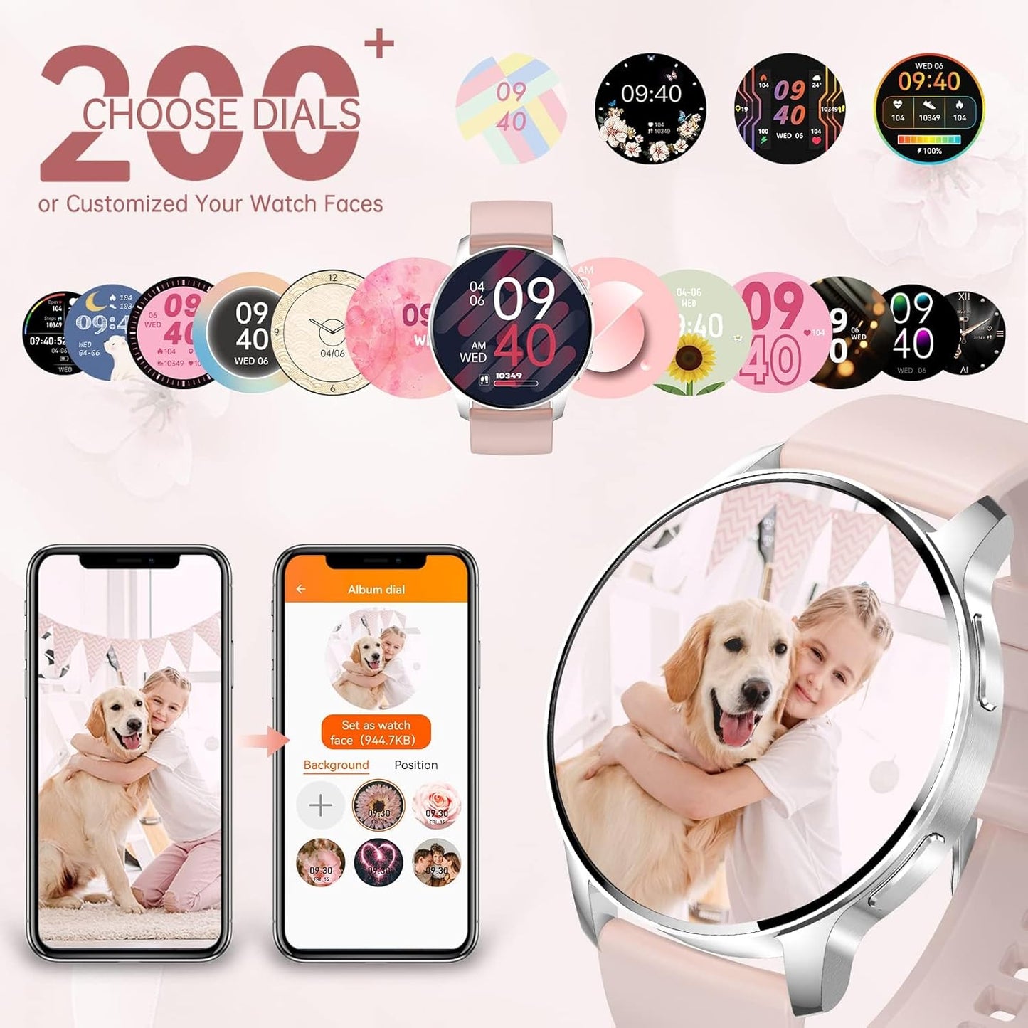 HER Luxury Smart Watch with Bluetooth Calling, 1.32" Custom Dial Fitness Tracker – Heart Rate, Sleep & Step Monitor, Waterproof, Android & iPhone Compatible