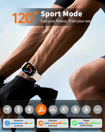 1.85" HD Fitness Tracker with Bluetooth Calling, Compatible with iOS & Android (Starlight White)