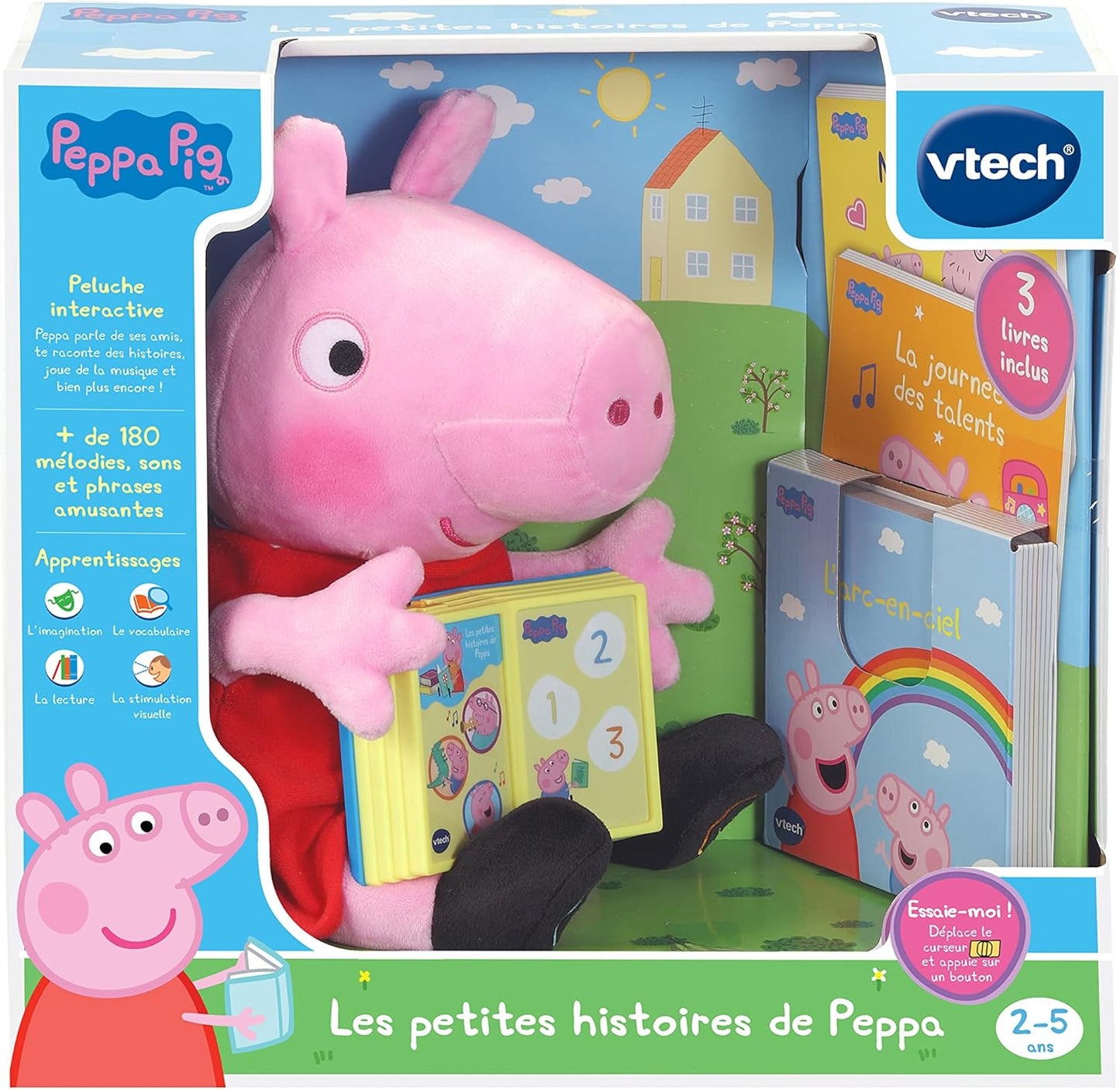 VTech Peppa Pig Read with Me Peppa Interactive Storybook Plush Toy (French Version)