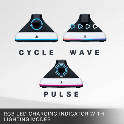Charging Station for PlayStation Portal™ Remote Player with Lumectra™, RGB lighting, USB powered, magnetic charger, charge and display, weighted base, officially licensed