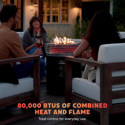 Ninja Fireside360 OF101C Smokeless Outdoor Fire Pit & Patio Heater, 80,000 BTU Propane Heater with Flame & Heat Modes